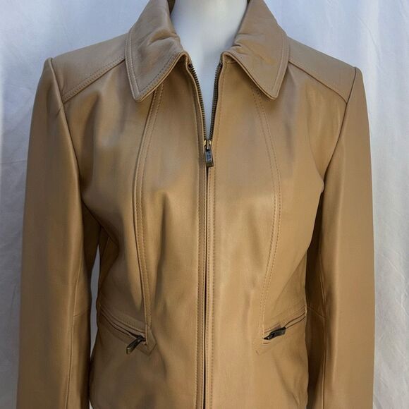 NWT Vtg Pelle Studio Wilsons Leather Jacket tan Sz L Butter soft lined - Picture 2 of 11